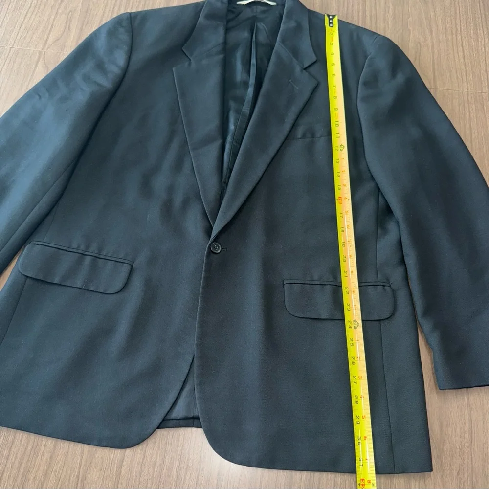Perry Ellis Mens Blazer‎ Jacket Suit Coat Black 44 XL  Notched Single Breasted